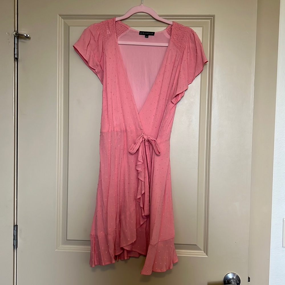 gibsonlook pink wrap dress